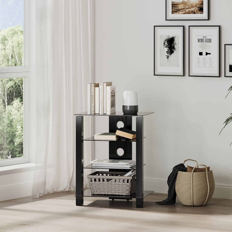 FITUEYES Metal Floating Shelves, 23.6" x 17.9", Black