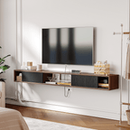​​FloatiCasa 78" Floating TV Stand Wall Mounted Floating TV Shelf for TVs up to 78" Entertainment Center with Sliding Doors & Cable Management