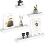 Ballucci Modern Floating Shelves, Set of 4 Wood Wall Mount Shelves, White