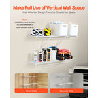 KFFKFF Wire Shelf Kit, 4 ft, Set of 2, Wall-Mounted Storage Shelves, Durable Carbon Steel Construction with Protective Coating, Floating Shelves for Closet, Bedroom, Living Room, Office, or Pantry