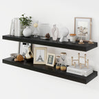 40 Inch Floating Shelves, 9.3" Deep Floating Shelf Wall Mounted, 40" Wall Shelves, Rustic Deep Bookshelf, Large Display Shelves & Storage Shelves for Bedroom, Living Room, Brown, Set of 2