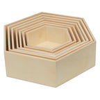 Wooden Hexagon Floating Shelves with Backs, 2 Sets of 7, Unfinished for Crafts and DIY Wall Décor: Modern, Geometric, Rustic, or Honeycomb, by Woodpeckers