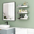 SHYFOY Mirrored Floating Shelves for Wall Set of 3 Glass Wall Shelves for Bathroom Decor, Wall Mounted Shelves for Living Room Kitchen