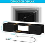Wall Mounted Floating TV Stand with Power Outlets & Drawers, Modern Entertainment Center with USB Ports for Living Room, Bedroom, Black