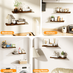 Lipa 24 Inch 2 Pack Floating Shelves for Wall,Farmhouse Live Edge Shelf,Living Room Bedroom Kitchen,Walnut