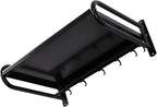 Miumaeov 20 x 15'' Carbon Steel Wall Shelf with 6 Hooks Wall Mounted Rack for Microwave or Household Grade Wall Mount Shelf with Fixing Kit Multifunctional Floating Shelves (Black)