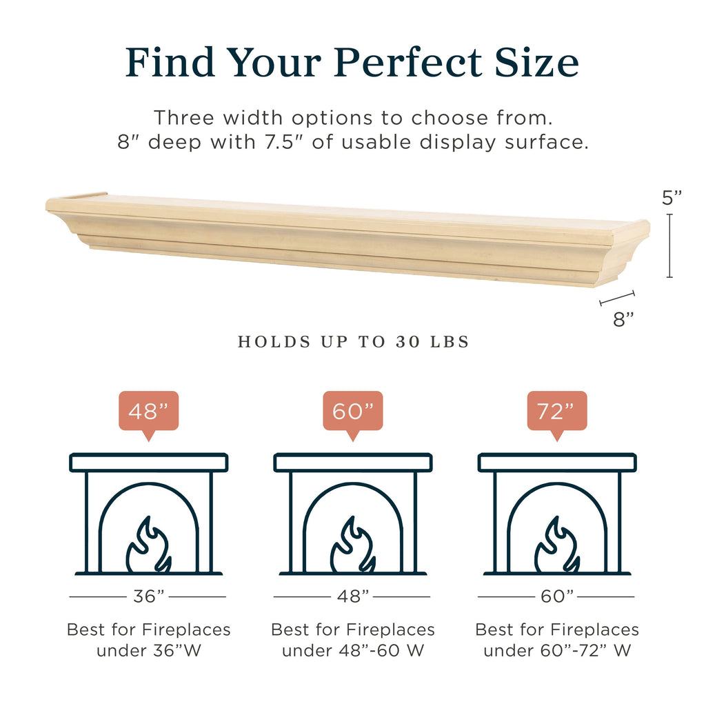 Mantels Direct Colton 60" Floating Wood Fireplace Mantel Shelf - Unfinished