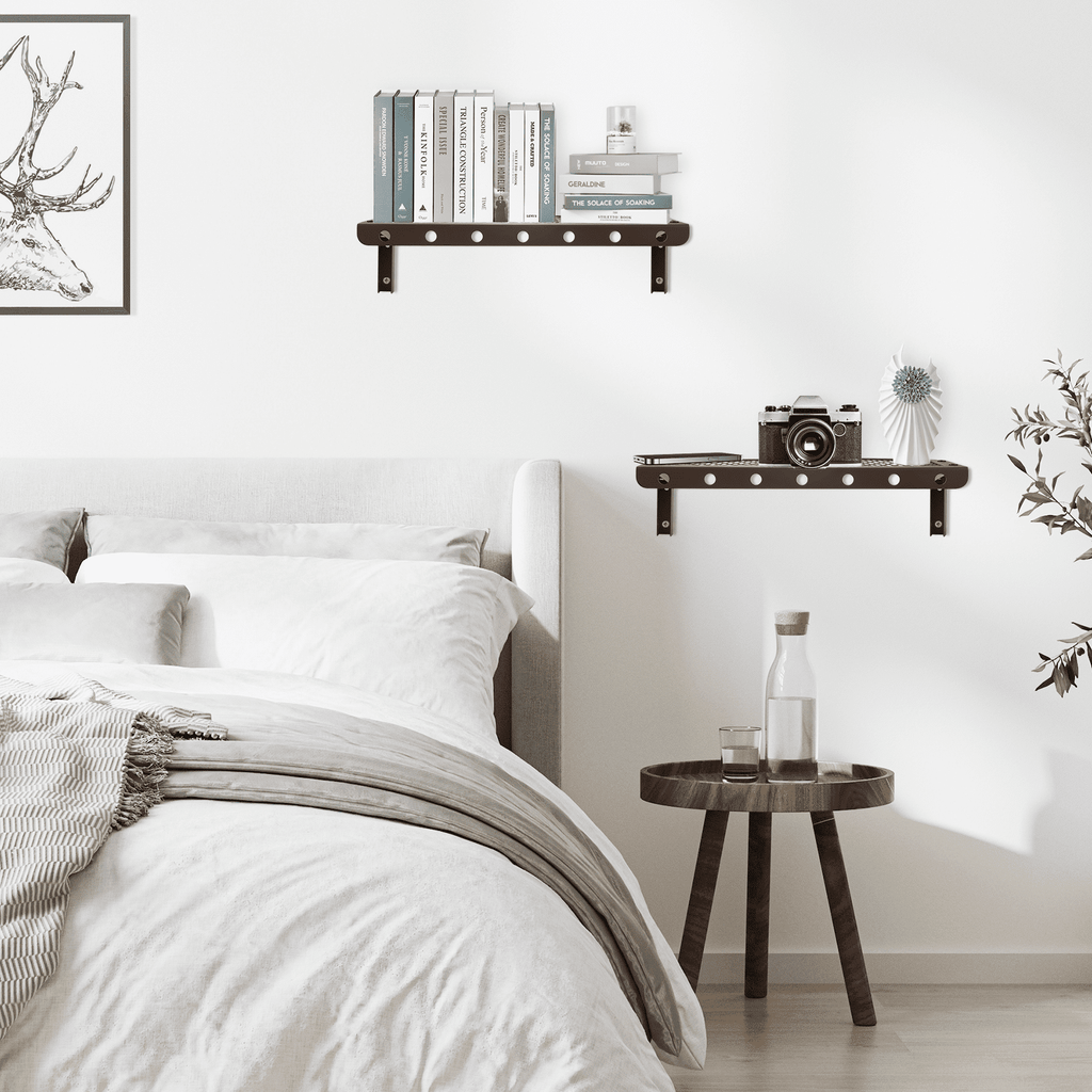 Sedesbon 10” x 24” Brown Floating Shelf -Tier Metal Floating Shelves (2 Count)