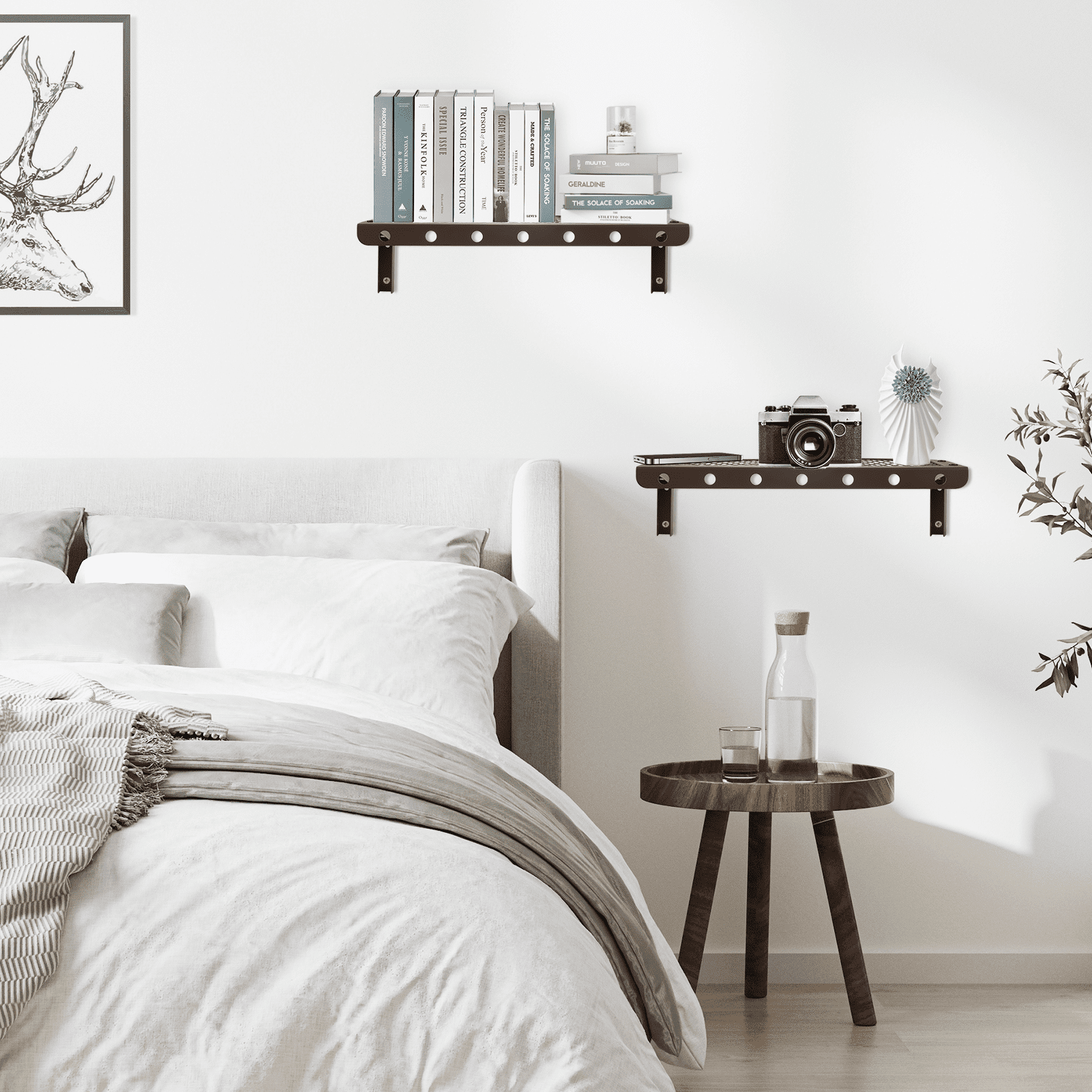 Sedesbon 10” x 24” Brown Floating Shelf -Tier Metal Floating Shelves (2 Count)
