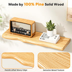 Seasonwood Rustic Farmhouse Floating Wall Shelf, 24 inch Live Edge Pine Wood Wall Mounted Shelf for Bathroom Living Room Bedroom Kitchen, Natural, 2pcs