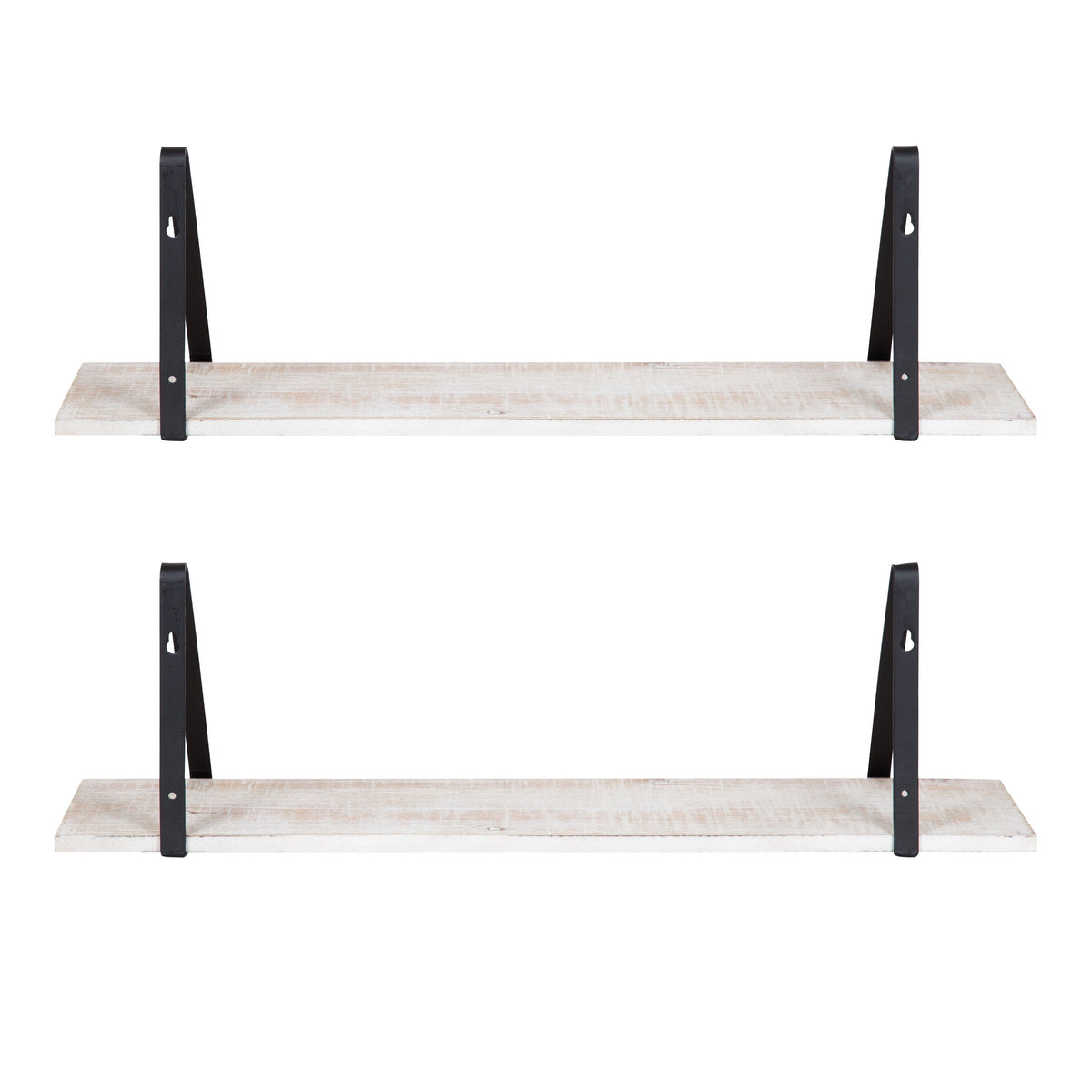 Kate and Laurel Soloman Wooden Floating Wall Shelves, Set of 2, White and Black, Decorative and Functional Floating Shelf for Storage and Display on Wall