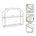Kate and Laurel Ciel Modern Glam Wide Two-Tier Wall Shelf, 24 x 20, Silver, Tiered Bathroom Shelves for Over the Toilet Storage or Bedroom Makeup Organizer