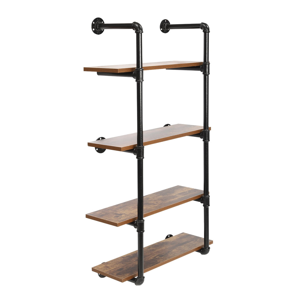 Industrial Pipe Shelving Wall Mounted Rustic Metal Floating Shelves, Steampunk Real Wood Book Shelves For A Living Room, Supermarket, Bedroom