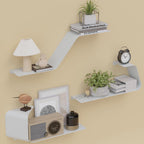 Sttoraboks Floating Shelves, Wall Shelf, Set of 3 Wall Mounted Metal Shelves with DIY Design for Wall Storage,White
