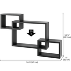 Ballucci Interlocking Floating Shelves, Horizontal or Vertical Display Cube Wall Mount Shelf, Black
