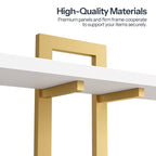 HOOBRO Floating Shelves, 15 Inch Wall Shelf Set of 2, Wall Mounted Storage Shelves 2-Tier, Hanging Bathroom Shelves, for Living Room, Bedroom, Bathroom, Kitchen, White and Gold DW32BJ01
