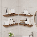 Fairy 15.8in Floating Shelves, Set of 6 Wood Shelves, Farmhouse Shelf Wall Decor, Brown
