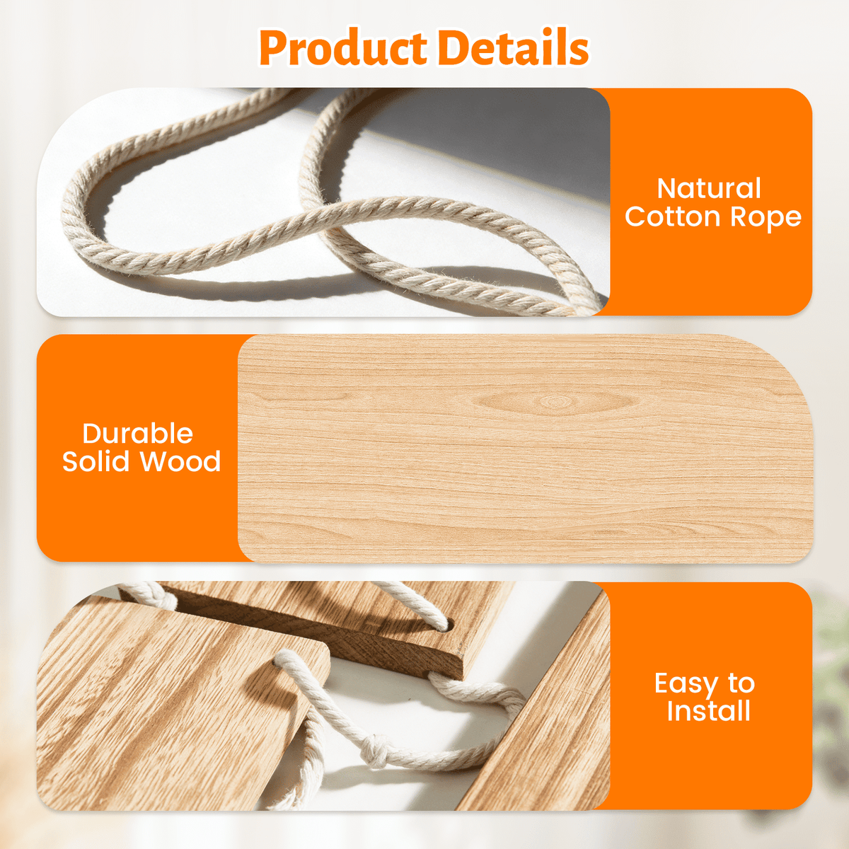 AMTPM Hanging Shelves for Wall, 5 Tier Boho Wall Decor Hanging Plant Shelf Floating Shelves Rope Rustic Wood Organizer Storage Hanger Rack for Aesthetic Home Bedroom Kitchen Bathroom