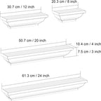 Black Floating Shelves, Solid Wood Storage Wall Shelves Set of 4 Display Ledge Shelves Decor for Bedroom, Living Room, Bathroom, Kitchen - Black