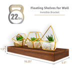Sorbus 16.25" Walnut Rustic Floating Shelves (Set of 3) – Wall Storage for Décor, Frames, Trophies