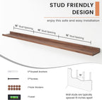 Floating Picture Ledge Shelves for Wall Set of 4, 56 Inch Solid Wood Wall Shelves with Lip Long Large Nursery Book Shelf for Toys Storage Kids Bookshelf Wall Mounted Living Room Bedroom Decor Frames