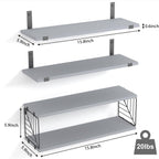 3+1 Tier Bathroom Floating Shelves Over Toilet, 15.8in Farmhouse Rustic Wood Shelves, Wall Decor for Bathroom, Living Room,Bedroom and Kitchen (Gray)