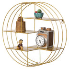 Vintiquewise 4-Tier Floating Circular Silhouette Wall Shelf - Metal Wall-Mounted Display Shelf, Multi-Functional Wall Storage - Perfect for Entryway, Bathroom, Bedroom, Living Room or Office, Gold