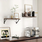 Floating Shelves for Wall, 16W x 8D Wood Floating Shelves Set of 2, 8'' Deep Rustic Wall Shelves for Bookshelf Living Room Bedroom Home Office Bathroom