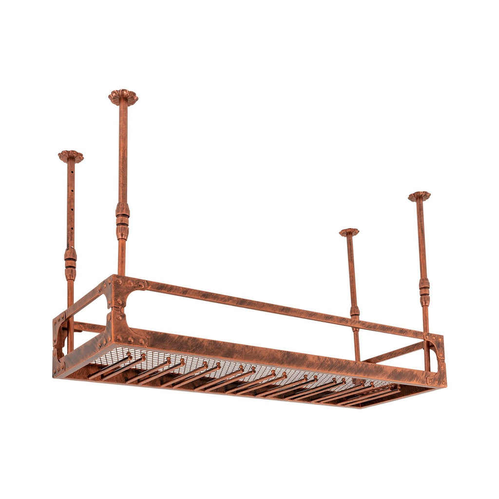 ToppiJoy Industrial Vintage Bar Floating Shelf, Ceiling Mounted Hanging Wine Bottle Holder, Shelf Champagne Glass Rack, for Bar Home (Bronze)