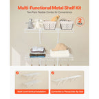KFFKFF Wire Shelf Kit, 3 ft, Set of 2, Wall-Mounted Storage Shelves, Durable Carbon Steel Floating Shelves with Protective Coating, Ideal for Closet, Bedroom, Living Room, Office