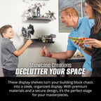 BrickMaster Displays 16 x 16-Inch 1-Tier Floating Shelves - Lego Display Shelf, Black 2-Pack