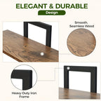MEHOOM 2-Pack 2-Tier Floating Shelves for Wall, 15" Wall-Mounted Plant Shelves with Heavy-Duty Metal Frame, Rustic Brown Storage Shelves for Living Room, Bedroom, Bathroom and Kitchen