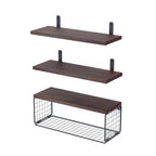 Rustic Floating Shelves, Moclever 2.75lbs Wall Mount Wooden Bathroom Floating Shelves with Basket