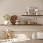 Dumekko Large Floating Shelves for Wall Set of 2 Wooden Wall Shelves 30 in x 12.75 in x 2 in Room Decor Long Shelf with Invisible Wall Mount Bracket for Bedroom, Kitchen, Living Room, Walnut