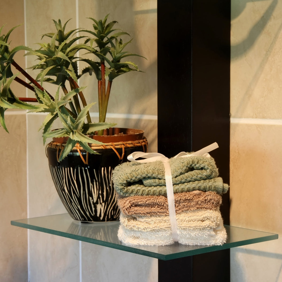 Dulles Glass 12x24" Floating Glass Shelf, 1/4" Tempered, Flat Polish, Shelf Only, Bathroom