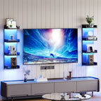 HOOBRO Vertical 4-Tier LED Floating Wall Shelves, Black