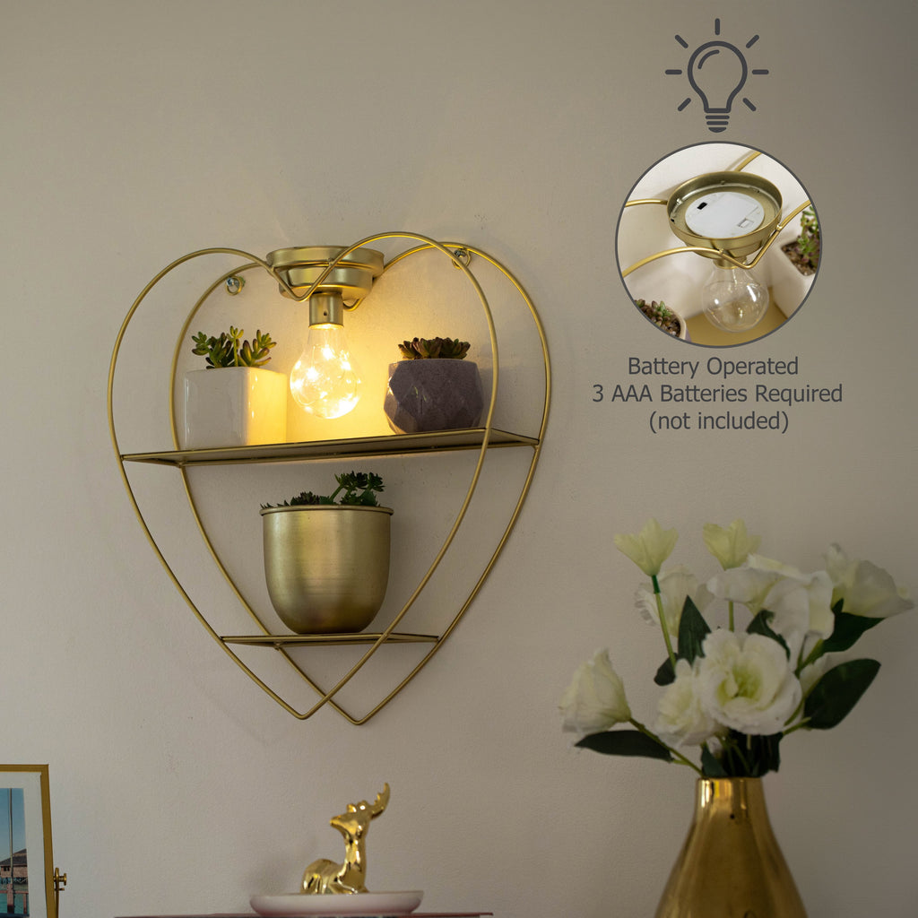 Vintiquewise 4-Tier Floating Circular Silhouette Wall Shelf - Metal Wall-Mounted Display Shelf, Multi-Functional Wall Storage - Perfect for Entryway, Bathroom, Bedroom, Living Room or Office, Gold