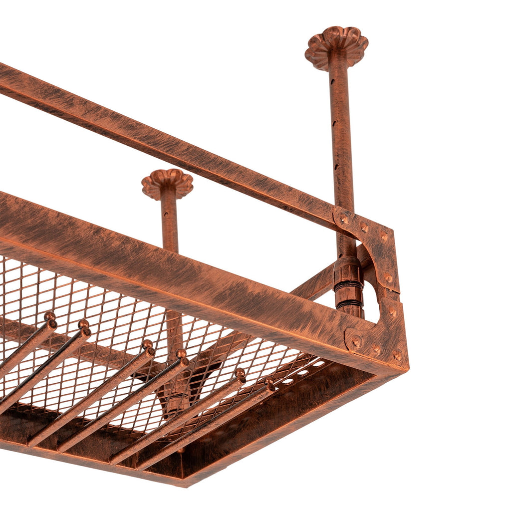 ToppiJoy Industrial Vintage Bar Floating Shelf, Ceiling Mounted Hanging Wine Bottle Holder, Shelf Champagne Glass Rack, for Bar Home (Bronze)