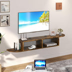 Floating TV Stand, 55" Floating TV Shelf with Storage, Floating Entertainment Center Wall Shelf for Living Room, Floating Shelf for Under TV, Bedroom, Walnu