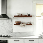 Mifurn Walnut 23.6'' Floating Shelves for Wall, Set of 2 Wall Mounted Wood Shelves for Bedroom, Bathroom, Kitchen
