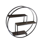 Admired By Nature 23 Inches Round wall-mounted Iron hanging storage floating shelves, Black