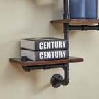 Danya B. 3-Tier Vertical Floating Staggered Industrial Rustic Pipe Shelving Unit - Wall Mount