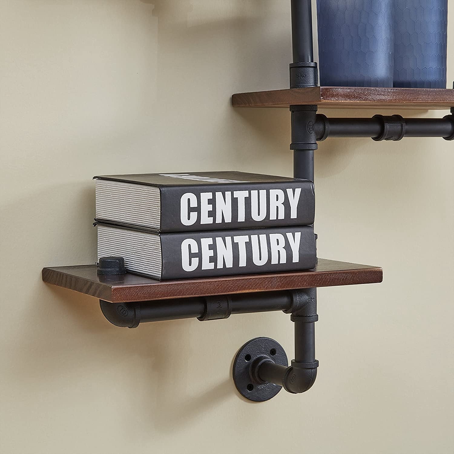 Danya B. 3-Tier Vertical Floating Staggered Industrial Rustic Pipe Shelving Unit - Wall Mount