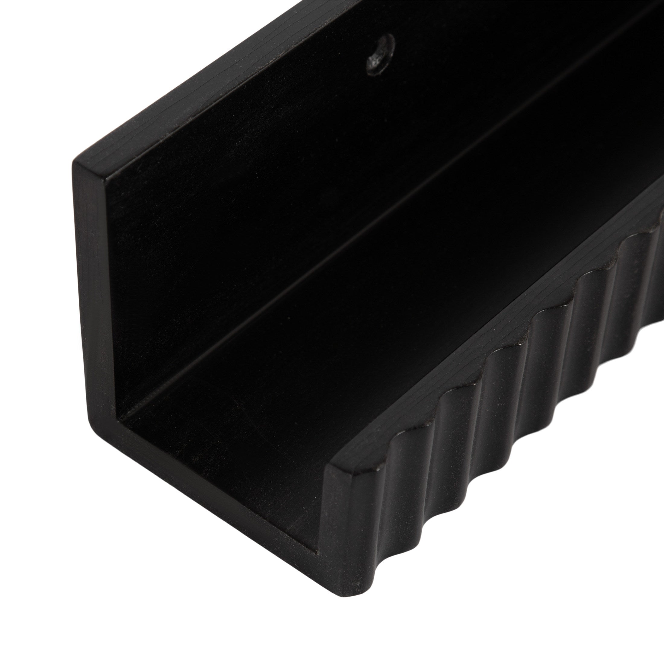 Kate and Laurel Furrow Modern Wood Photo Display Ledges, Set of 2, 24 Inches, Black, Scalloped Floating Picture Ledge Shelf Set with Lip for Use as Dorm Book Shelves or Gallery Wall Decor