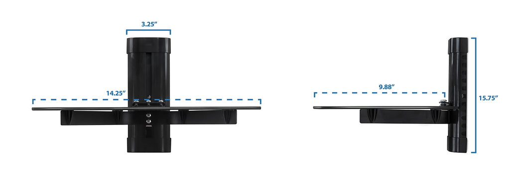 Mount-It! Floating Wall Mounted Shelf Bracket Stand 1 Shelf Tinted Tempered Glass Black