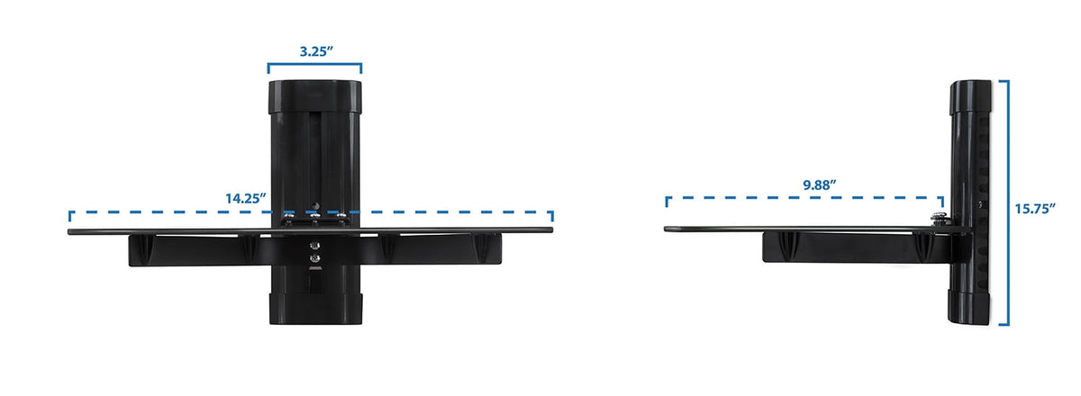 Mount-It! Floating Wall Mounted Shelf Bracket Stand 1 Shelf Tinted Tempered Glass Black