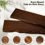 Lipa 24 Inch 2 Pack Floating Shelves for Wall,Farmhouse Live Edge Shelf,Living Room Bedroom Kitchen,Walnut