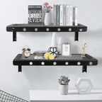 Sedesbon 10” x 24” Black Floating Shelves 2-Tier Modern Industrial Finish (2 Count)