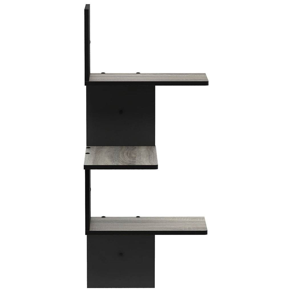 Furinno Rossi Modern 3-Tier Wall Floating Corner Shelf, French Oak Grey/Black