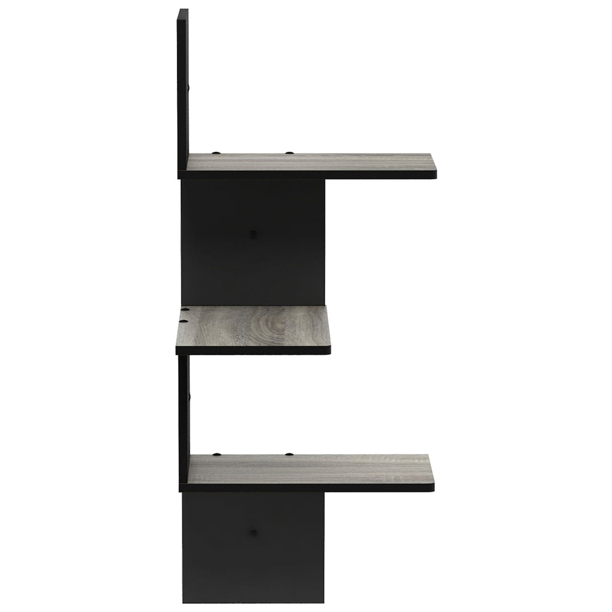 Furinno Rossi Modern 3-Tier Wall Floating Corner Shelf, French Oak Grey/Black